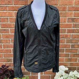 Charcoal Gray Black G-Star Utility Jacket Stretchy Trim Swishy Coat Women’s M